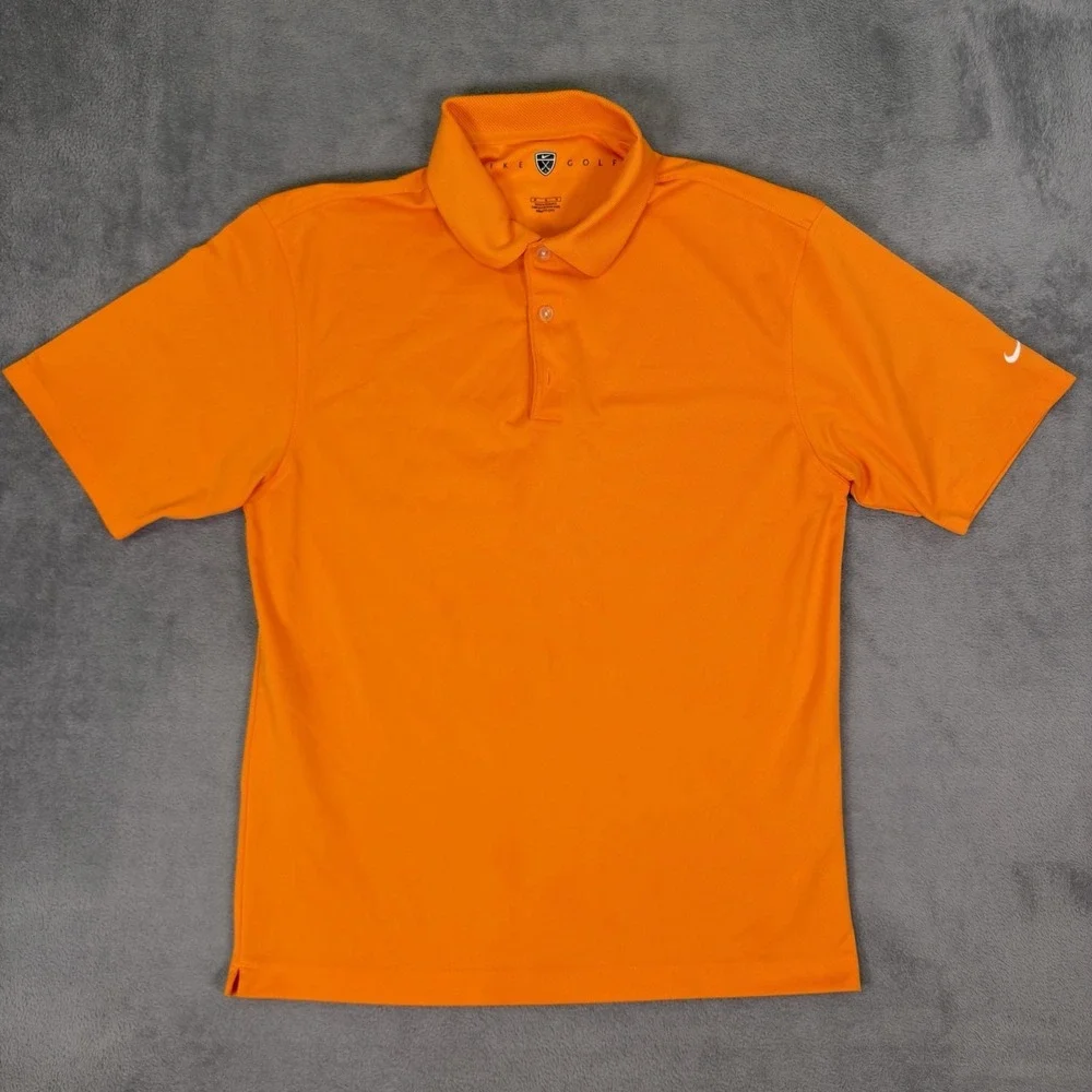 Nike Golf Polo Shirt Mens Medium Orange Fit Dry Short Sleeve Collared‎ Preppy